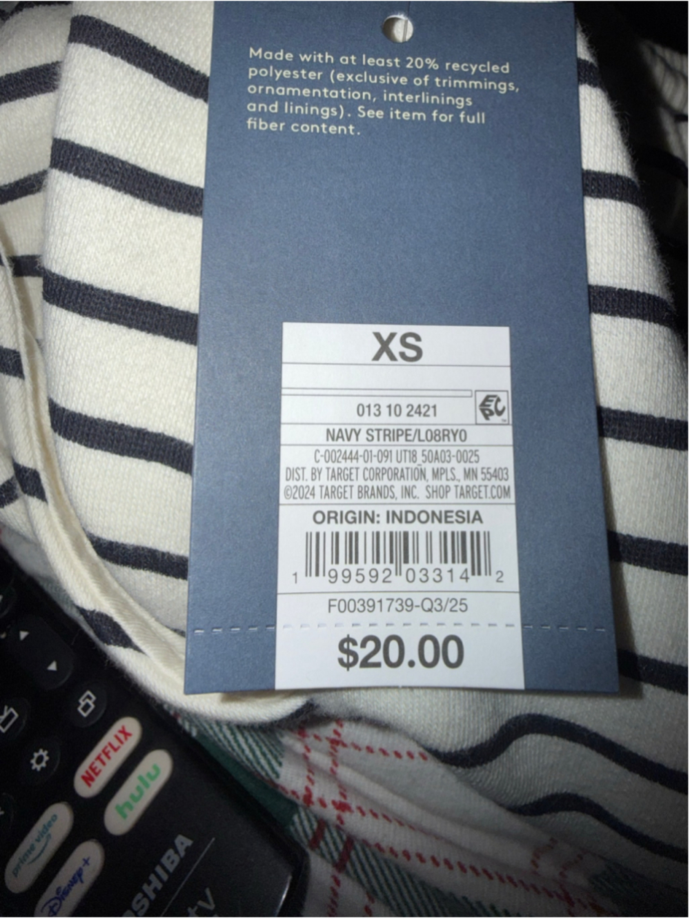 Women's Target Striped Top XS White Navy